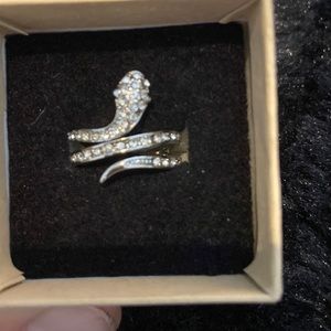 Sterling silver and simulated diamond snake ring